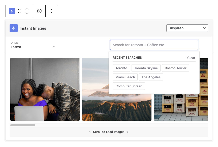 The Instant Images Gutenberg Block for the WOrdPress Block Editor