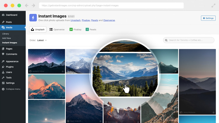 Instant Images plugin preview screenshot.